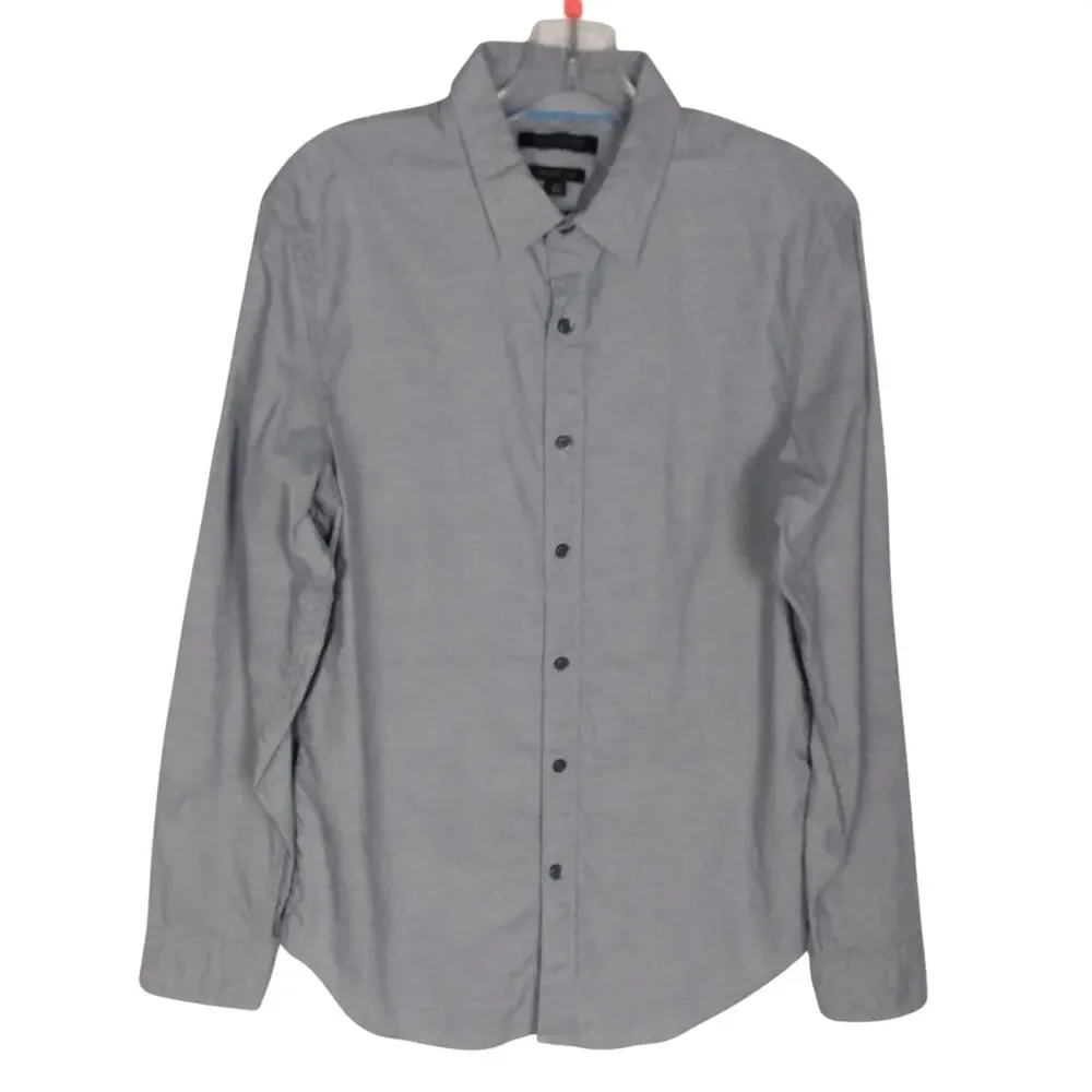BANANA REPUBLIC Mens Size M Grant Fit Gray Cotton Button Up Shirt